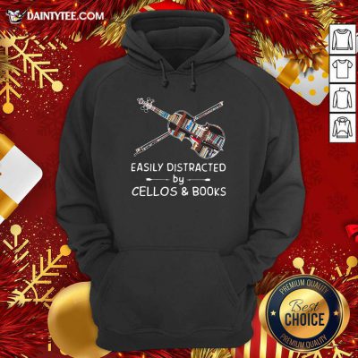 Easily Distracted By Cellos And Books Violin Hoodie- Design By Daintytee.com