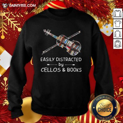 Easily Distracted By Cellos And Books Violin Sweatshirt- Design By Daintytee.com