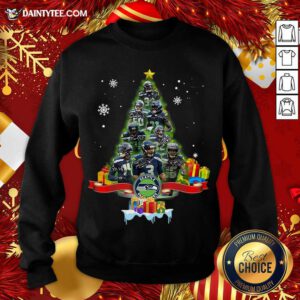 Seattle Seahawks Player Signatures Christmas Tree Sweatshirt- Design By Daintytee.com