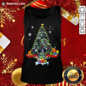 Seattle Seahawks Player Signatures Christmas Tree Tank Top- Design By Daintytee.com