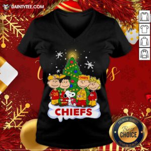 Snoopy The Peanuts Kansas City Chiefs Christmas V Neck- Design By Daintytee.com