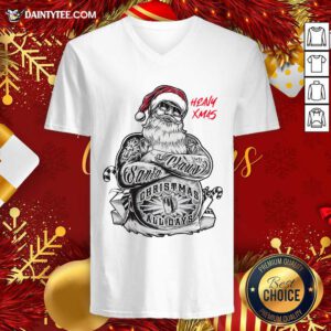 Tattoo Heavy Xmas Santa Claus Christmas All Days V-neck- Design By Daintytee.com