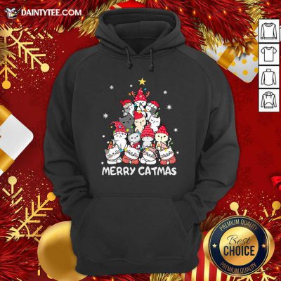 Cats Merry Catmas Merry Christmas Tree Hoodie- Design By Daintytee.com