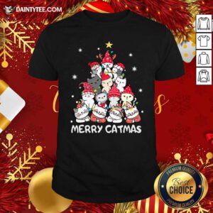 Funny Cats Merry Catmas Merry Christmas Tree Shirt- Design By Daintytee.com
