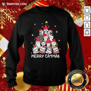 Cats Merry Catmas Merry Christmas Tree Sweatshirt- Design By Daintytee.com