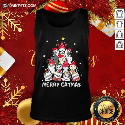 Cats Merry Catmas Merry Christmas Tree Tank Top- Design By Daintytee.com