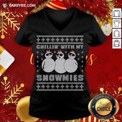 Chilling With My Snowmies Christmas V-neck- Design By Daintytee.com