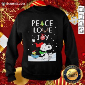 Snoopy Peace Love Joy Christmas Sweatshirt- Design By Daintytee.com