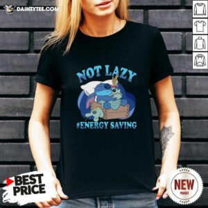 Stitch Not Lazy #Energy Saving V-neck- Design By Daintytee.com