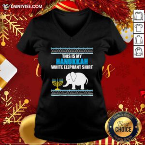 This Is My Hanukkah White Elephant Ugly Hanukkah V-neck- Design By Daintytee.com
