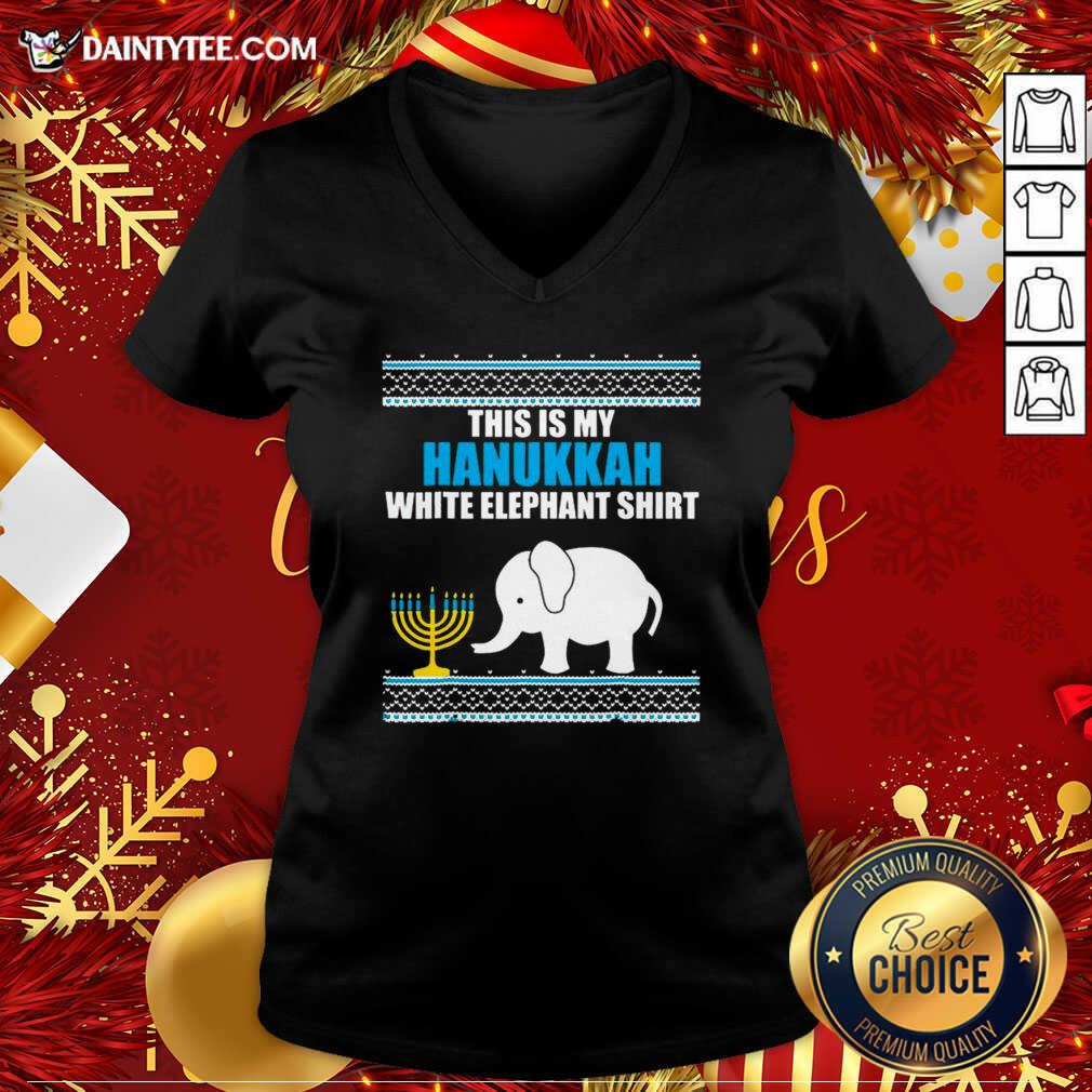 This Is My Hanukkah White Elephant Ugly Hanukkah V-neck- Design By Daintytee.com This Is My Hanukkah White Elephant Ugly Hanukkah V-neck- Design By Daintytee.com