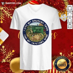 I Like My Bologna Fried And My Tractors Wide Farmall A V-neck- Design By Daintytee.com
