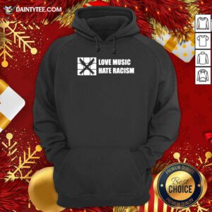 Love Music Hate Racism Guitar Musician Adults Hoodie- Design By Daintytee.com
