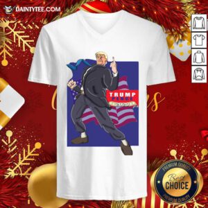 Trump Pence 2020 American Flag V-neck- Design By Daintytee.com