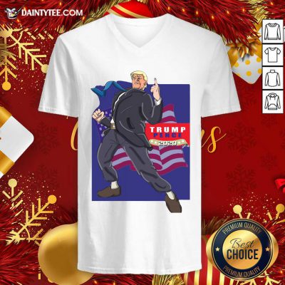 Trump Pence 2020 American Flag V-neck- Design By Daintytee.com