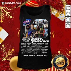 19 Years Of Fast And Furious 2001 2020 10 Movies Thank You For The Memories Signatures Tank Top- Design By Daintytee.com