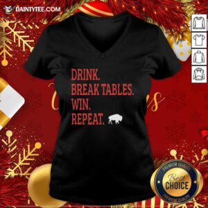 Buffalo Bills Drink Break Tables Win Repeat V-neck- Design By Daintytee.com