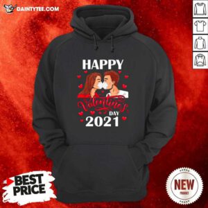 Couple Kissing With Mask On Happy Valentines Day 2021 Hoodie- Design By Daintytee.com