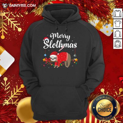 Merry Slothmas Sloth Funny Christmas Hoodie- Design By Daintytee.com