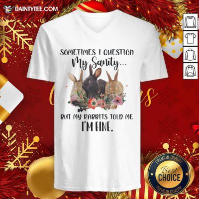 Rabbit Sometimes I Question My Sanity But My Rabbits Told Me I’m Fine V-neck- Design By Daintytee.com