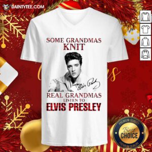 Some Grandmas Knit Real Grandmas Listen To Elvis Presley Signature Tank Top- Design By Daintytee.com