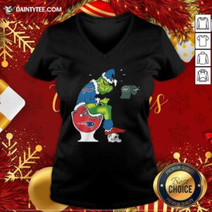 The Grinch Pittsburgh Steelers Shit On Toilet Cleveland Browns And Other Teams Christmas V-neck- Design By Daintytee.com