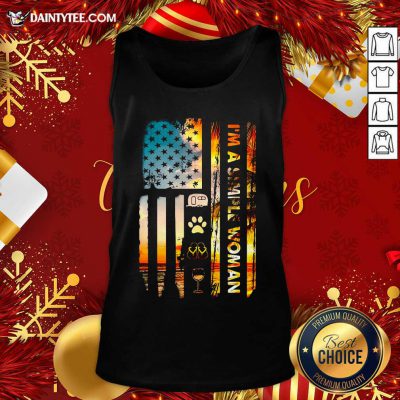 American Flag I’m A Simple Woman I Like Camping Dog Paw Flip Flops And Wine Tank Top- Design By Daintytee.com