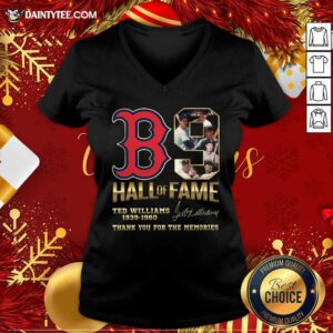 B9 Hall Of Fame Ted Williams 1939-1960 Thank You For The Memories Signature V-neck- Design By Daintytee.com