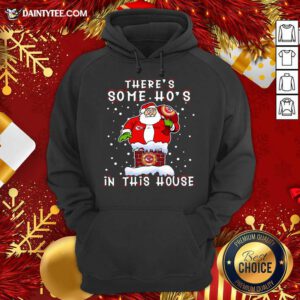 Kansas City Chiefs Christmas There Is Some Hos In This House Santa Stuck In The Chimney NFL Youth Hoodie- Design By Daintytee.com