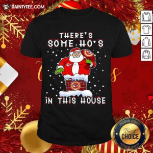 Kansas City Chiefs Christmas There Is Some Hos In This House Santa Stuck In The Chimney NFL Youth Shirt- Design By Daintytee.com