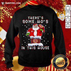Kansas City Chiefs Christmas There Is Some Hos In This House Santa Stuck In The Chimney NFL Youth Sweatshirt- Design By Daintytee.com