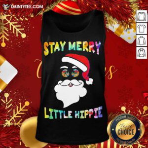 Santa Claus Stay Merry Little Hippie Christmas Tank Top- Design By Daintytee.com
