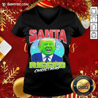 Santa Ricced Christmas Donald Trump Christmas V-neck- Design By Daintytee.com