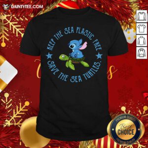 Stitch On The Turtle Keep The Sea Plastic Free Save The Sea Turtles Shirt- Design By Daintytee.com