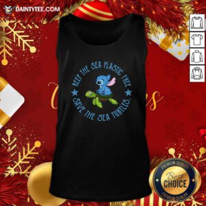 Stitch On The Turtle Keep The Sea Plastic Free Save The Sea Turtles Tank Top- Design By Daintytee.com