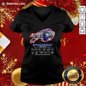 Buffalo Bills 60th Anniversary 1960-2020 Thank You For The Memories Signatures V-neck- Design By Daintytee.com