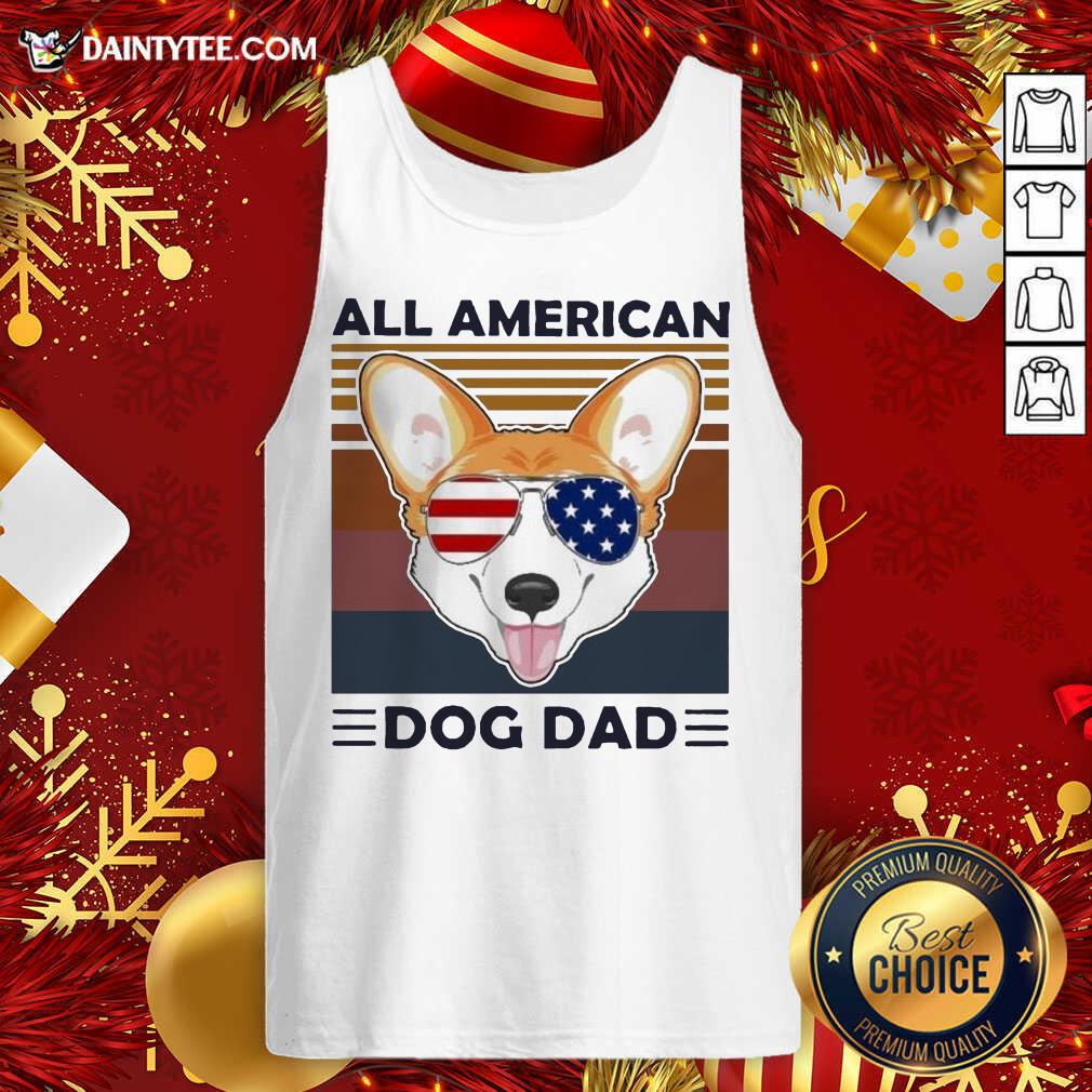 Corgi All American Dog Dad Vintage Tank Top- Design By Daintytee.com