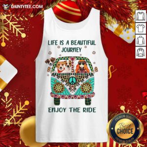 Hippie Bus Girl And Dog Life Is A Beautiful Journey Enjoy The Ride Tank Top- Design By Daintytee.com