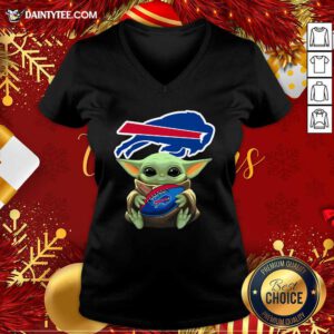Baby Yoda Hug Buffalo Bills Football V-neck- Design By Daintytee.com