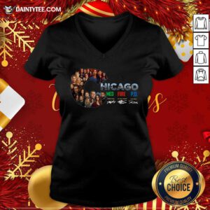 Chicago Med Fire PD Signatures V-neck- Design By Daintytee.com