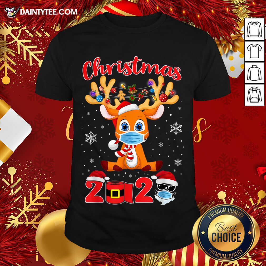 Christmas 2020 Reindeer Mask Matching Pajama Idea Shirt- Design By Daintytee.com