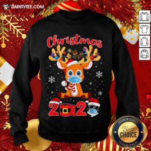 Christmas 2020 Reindeer Mask Matching Pajama Idea Sweatshirt- Design By Daintytee.com