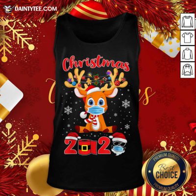 Christmas 2020 Reindeer Mask Matching Pajama Idea Tank Top- Design By Daintytee.com