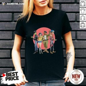 Gorillaz Group Circle Rise V-neck- Design By Daintytee.com