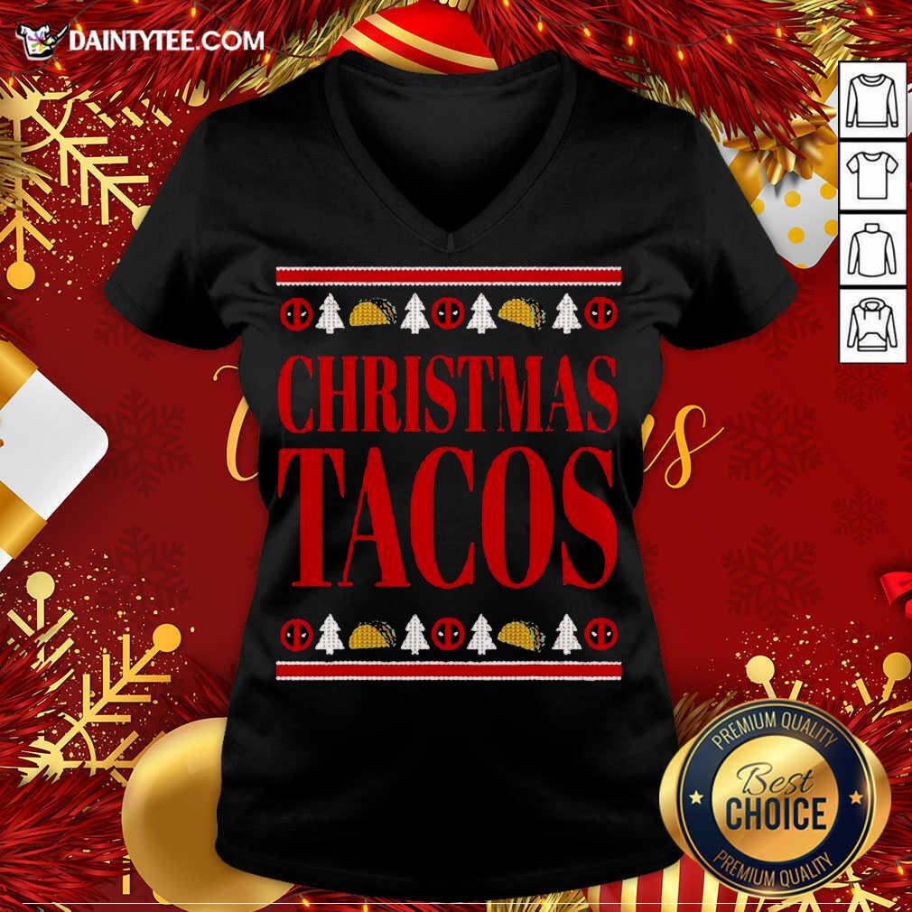 Marvel Deadpool Wade Wilson Christmas Tacos Holiday V-neck- Design By Daintytee.com Marvel Deadpool Wade Wilson Christmas Tacos Holiday V-neck- Design By Daintytee.com