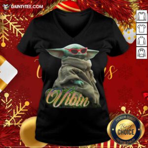 Star War Baby Yoda Vibin V-neck- Design By Daintytee.com