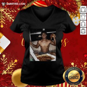 Tyler Cameron Pizza Love Light Blue V-neck- Design By Daintytee.com