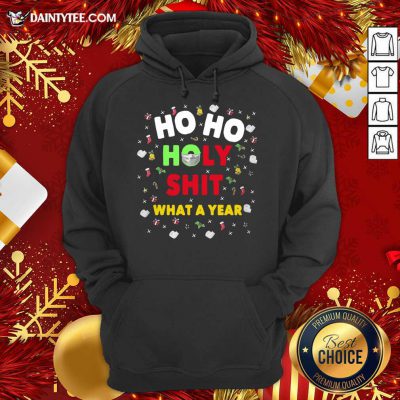 Ho Ho Holy Shit What A Year Christmas Hoodie- Design By Daintytee.com