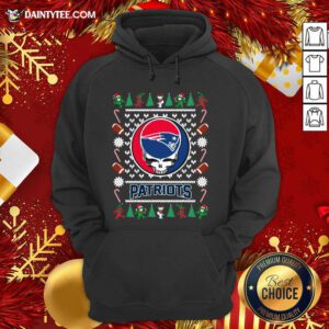 New England Patriots Grateful Dead Ugly Christmas Hoodie- Design By Daintytee.com