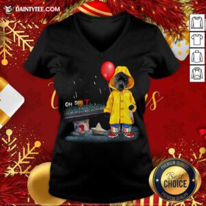Oh Shit Pitbull And Pennywise IT V-neck- Design By Daintytee.com
